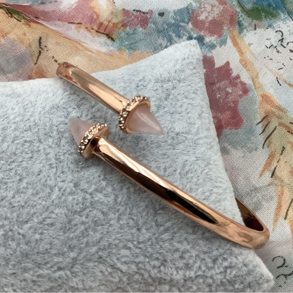 Rebecca Minkoff Rose gold Clamp Bracelet with Pink Quartz - Picture 1 of 3